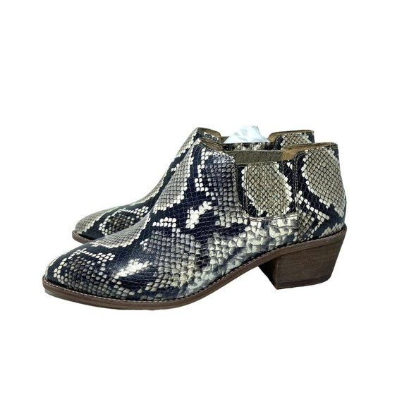 Madewell Western Bootie in Snake Embossed Leather 71/2 Chelsea Low Heel New - Picture 4 of 9